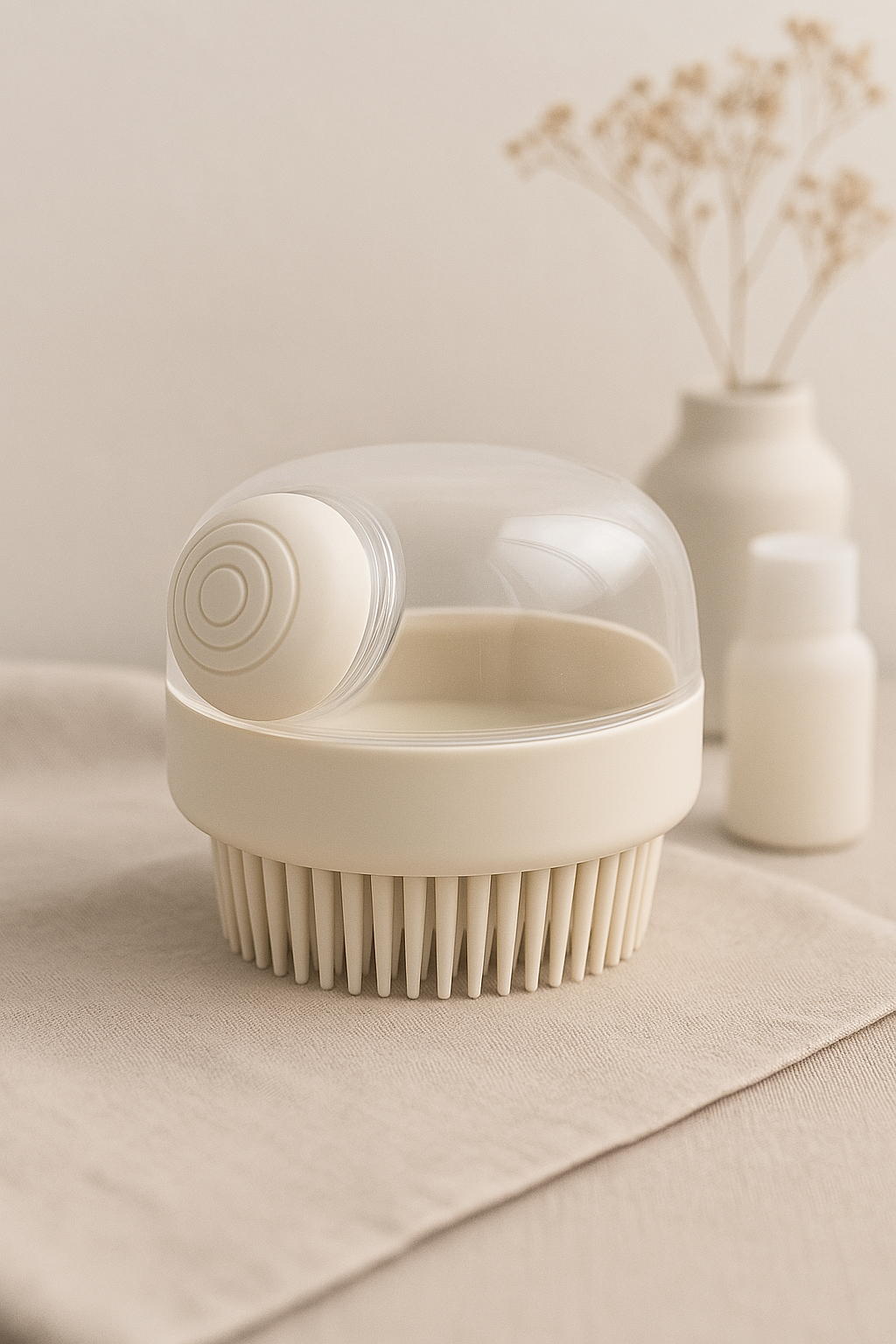 Scalp Massager with in-built Shampoo Dispenser White
